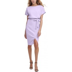 Womens Short Sleeve Tie Waist Midi Dress