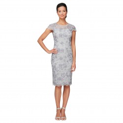 Women's Short Embroidered Cocktail Dress, Wedding Guest (Petite and Regular Sizes)