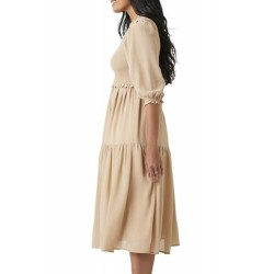 Women's Smocked Chiffon Peasant-Sleeve Dress