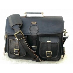Shoulder Bag 100 % real para Women's de Leather de cabra Black para computadora Portable