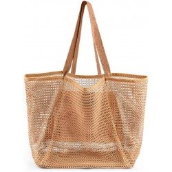 PIEZAS Handbag de Playa de Malla a Prueba de Arena Woven Shoulder Bag Bolsillo Large