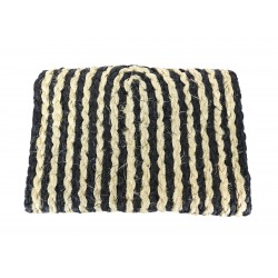 Women's Bag Brown Straw Braided Striped Summer Clutch Purse