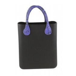 Chic Women's Bag Black Patterned Tote Double Handles Inner Pouch Square