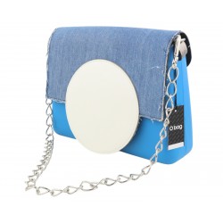 Glam Women's Bag Blue Denim Insert Chain Clasp Crossbody