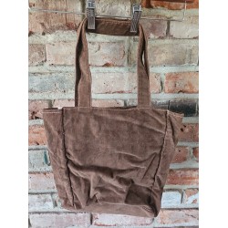 Handbag Vintage Brown Pana con Parche Mariposa Bordado