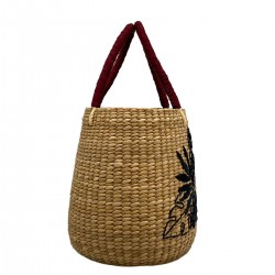 Handbag Beige Black Burdeos Paja Fibra Química