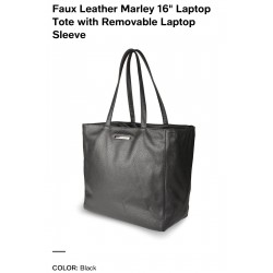Kenneth Kole Faux Leather Marley Tote Bag Laptop 14” Sleeve Purse Office College
