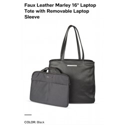 Kenneth Kole Faux Leather Marley Tote Bag Laptop 14” Sleeve Purse Office College