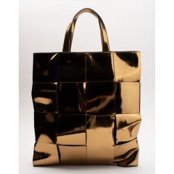 Weave Tote Bag Large Metallic PU Leather Made in Italy