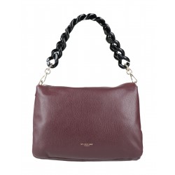 MY-BEST BAG Grainy Leather Shoulder Bag Detachable Chain Strap Zipped