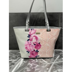 WEST Large Pink y Gray Handbag Purse Multicolor Peonía Floral