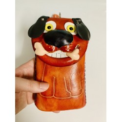 Handbag para cachorro de Leather naranja hecho a mano