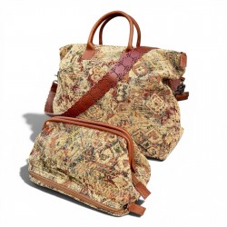 Juego de Bag de Canvas vintage tapiz fin de semana Strap de Leather boho viaje Large