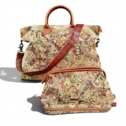 Juego de Bag de Canvas vintage tapiz fin de semana Strap de Leather boho viaje Large