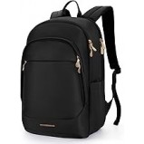 Travel Backpack for Women's, 15. 6 Inch Laptop Backpack with USB Charging Hole, Water Resistant College Bookbag, Large Capacity Black