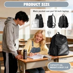 School Backpack Black Waterproof Bookbag Casual Lightweight Travel Rucksack Daypack Backpacks for Men Women's College High School Bags