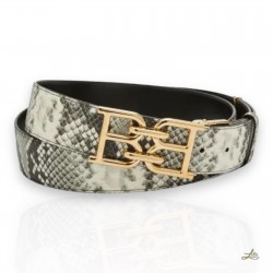 Bally B Chain Snake Effect Leather Belt – Multicolour, Size 120