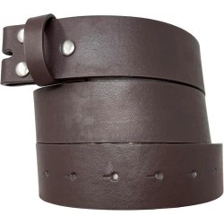 Leather Belt Strap with Smooth Grain Finish 1.5" Wide with Snaps