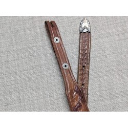 Vintage French Made Pink Tooled Leather Western Belt Silver Buckle 80 32 52567