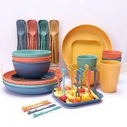 Popular Daily Necessities for Soup Bowl Combination Set Household Portable Knife Fork Spoon Chopsticks Tableware Classic
