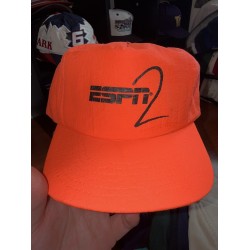 Vintage ESPN 2 Neon Orange Black Snapback Nylon Hat Cap