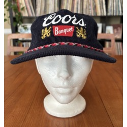 Coors Banquet Navy Blue Corduroy Rope Snapback Hat Vintage Style Beer Cap