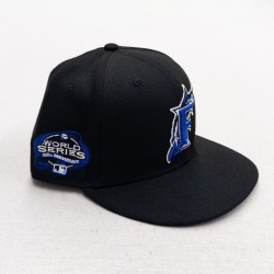 59FIFTY Florida Marlins Fitted Hat Black Blue World Series Patch 7 3/8