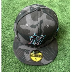Miami Marlins Camo Dark 59FIFTY Fitted Hat Cap Size 7 3/8 Limited