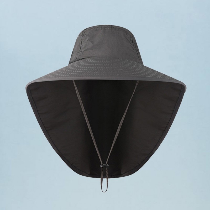 Outdoor Nylon Sun Hat UV Protection Wide Brim Bucket Hat with Earflaps