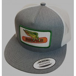 DEKALB SEED Patch on Yupoong 6006 Classic Trucker Hat Snapback Heather/White