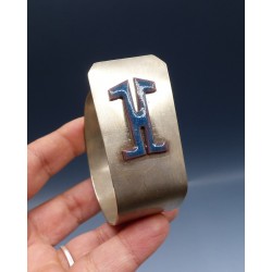 Blue Metal and Enamel Bracelet - 70's Artist