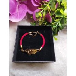 Madagascar Gold Steel Charm Red Cord Bracelet