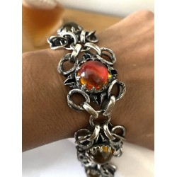 Stunning Designer Bracelet Cabochon Glass Angle Antique