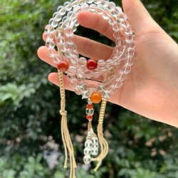8mm Natural White Crystal 108 Beads Handheld Prayer Beads Necklace Bracelet