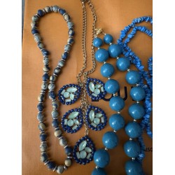 Lot Of 7 Blue Stone And Bead Necklaces