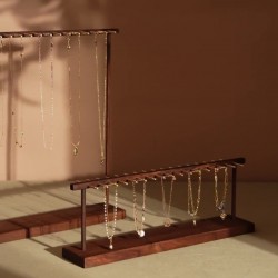 Elegant Walnut Necklace and Bracelet Stand