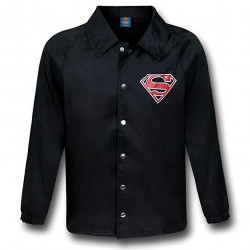 Mens Windbreaker Coaches Lightweight Snap-Up Black Jacket New L