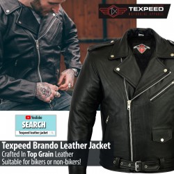 Leather Brando Motorbike Jacket Marlon Biker Motorcycle With Genuine CE Armour