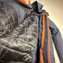 Roundtree & Yorke Hooded Zip Coat Men S Blue Jacket Outerwear Insulated Quilted