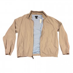 Van Heusen Mens Tan Khaki Full Zip Bomber Jacket Plaid Lined Size M 15-15. 5 NEW