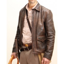 Men's Brown Vintage Leather Bomber Jacket