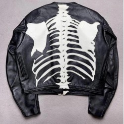 Leather Jacket Men Black White