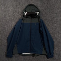 Frogg Toggs Jacket Mens Large Blue Hooded Rain Coat Full Zip Lightweight Pockets