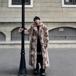 Winter Collar Men's Coat Long Coat Collar Warm Long Jackets
