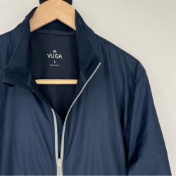 VUGA Navy Blue Windbreaker Zipper Gray Detail Men's Blue Jacket Large