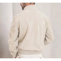 White Leather Jacket Men Suede Size XS S M L XL XXL 3XL