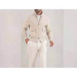 White Leather Jacket Men Suede Size XS S M L XL XXL 3XL