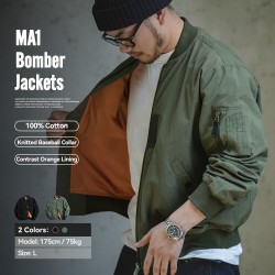 Retro MA1 Bomber Flight Jackets Windproof Jacket Casual Winter Coat