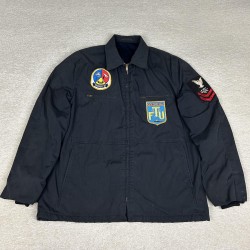 Vintage US Navy Jacket Men's Large Black Military Utility