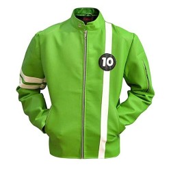 NEW BEN 10 ALIEN SWARM STYLISH HALLOWEEN ALL SIZE GREEN SYNTHETIC LEATHER JACKET